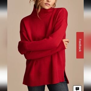 Lucky Brand mock neck tunic sweater. color: tango red. Size Medium. New.Like a